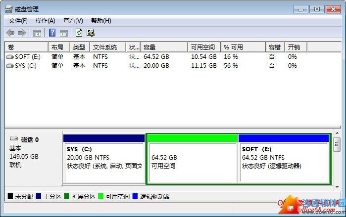 Windows 7磁盘管理工具创建和删除分区