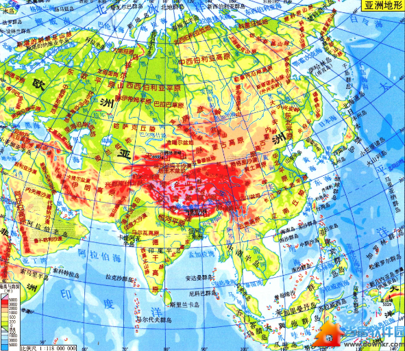 亚洲地图全图高清版