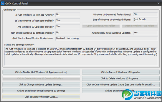 GWX Control Panel