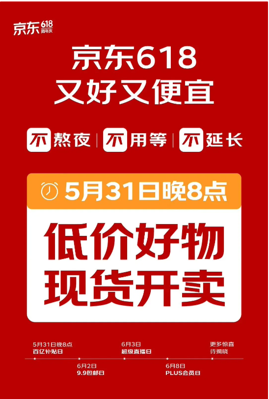 京东618大促，现货销售5月31日正式开启